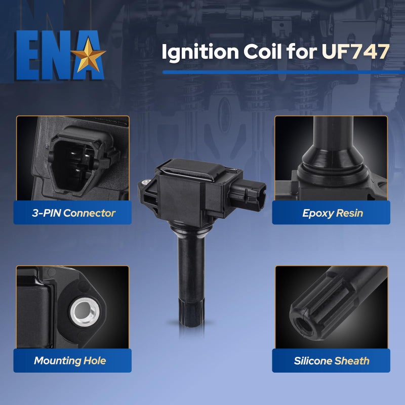 ENA Set of 4 Ignition Coil Pack Compatible with Toyota 86 Subaru WRX BRZ Outback Forester Legacy Crosstrek Scion FR-S 2015 2016 2017 2018 2019 2020 2.0L 2.5L H4 Replacement for UF747 22433AA720 C967 - Image 3